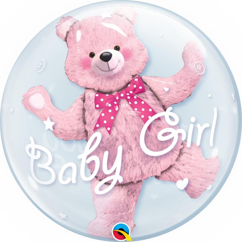 Pink Teddy Bear Its a Girl Bubble Balloon 24 Inches | Party Save Smile