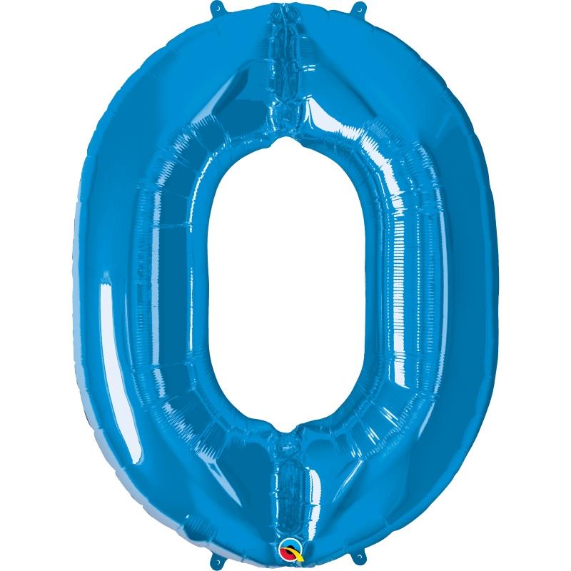 Blue Number 0 Foil Balloon - Qualatex 34 inch | Party Save Smile