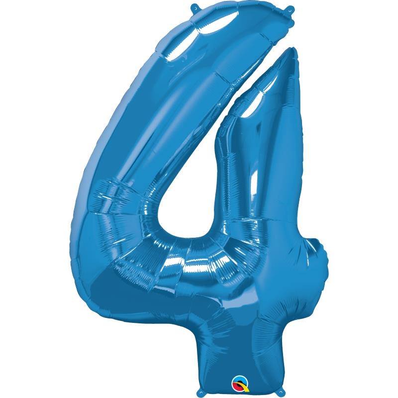 Qualatex Blue Number 4 Foil Balloon 34 inch | Party Save Smile
