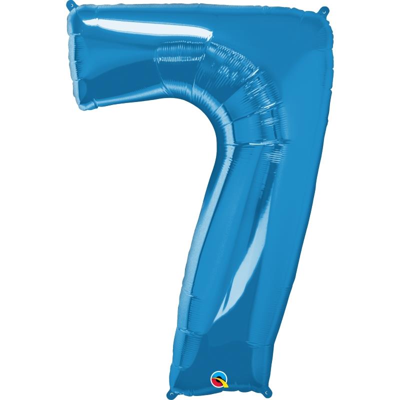 Blue Number 7 Foil Balloon - 34 inch Qualatex | Party Save Smile