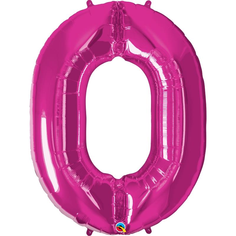 Pink Number 0 Foil Balloon - 34 inch Qualatex | Party Save Smile
