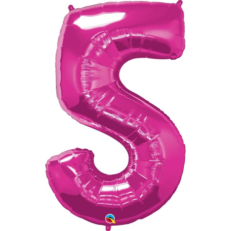 Qualatex Pink Number 5 Foil Balloon 34 inch | Party Save Smile
