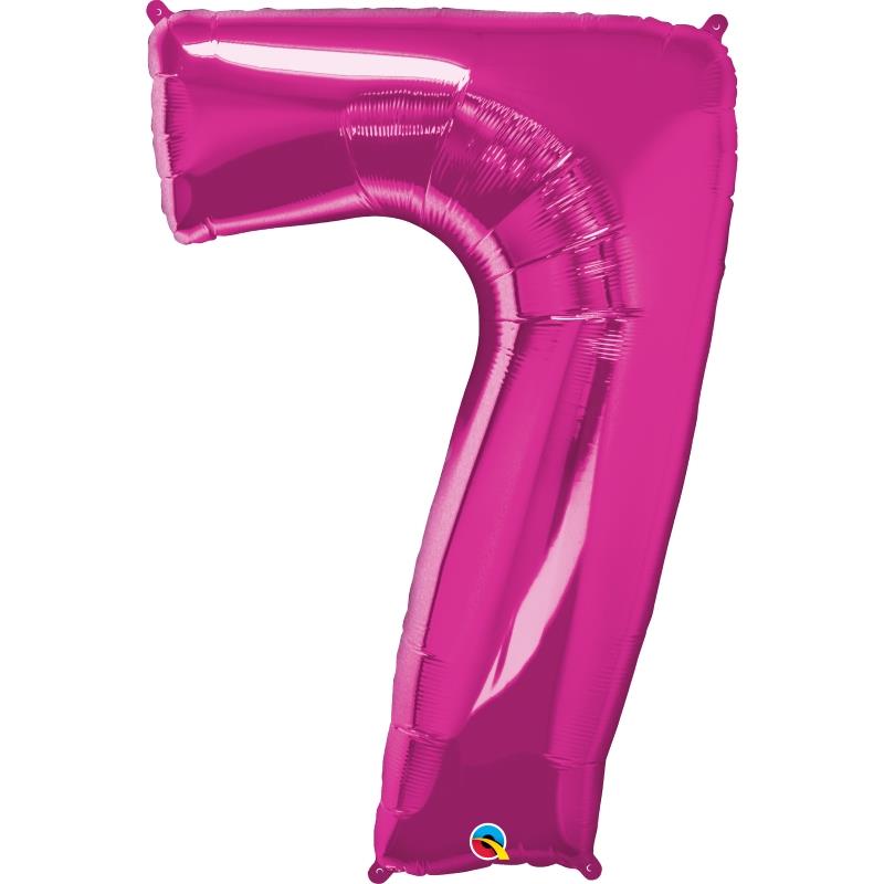Pink Number 7 Foil Balloon - Qualatex 34 inch | Party Save Smile