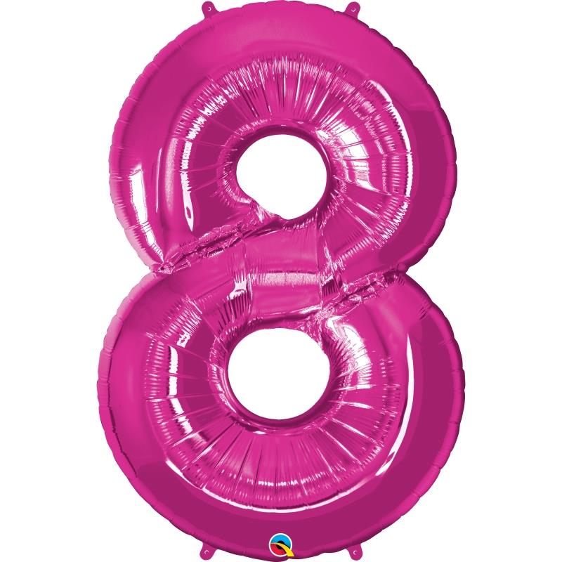 Qualatex Pink Number 8 Foil Balloon 34 inch | Party Save Smile