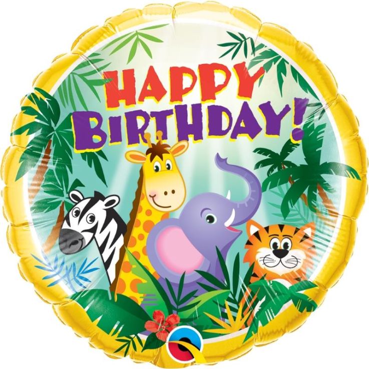 Jungle Animals Happy Birthday Foil Balloon 18 Inch | Party Save Smile