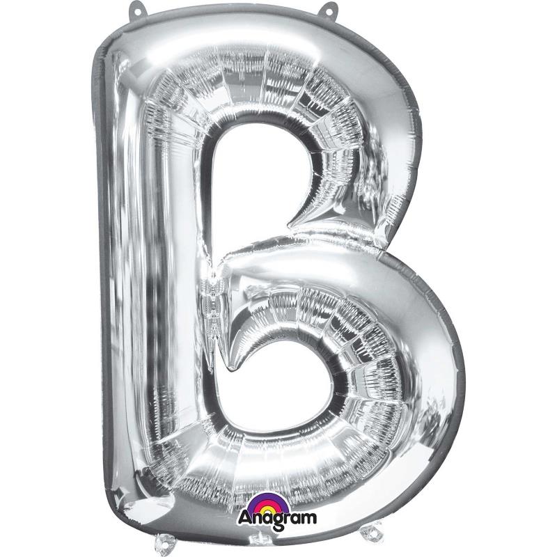 Silver Letter B Foil Balloon 34 inch Anagram | Party Save Smile