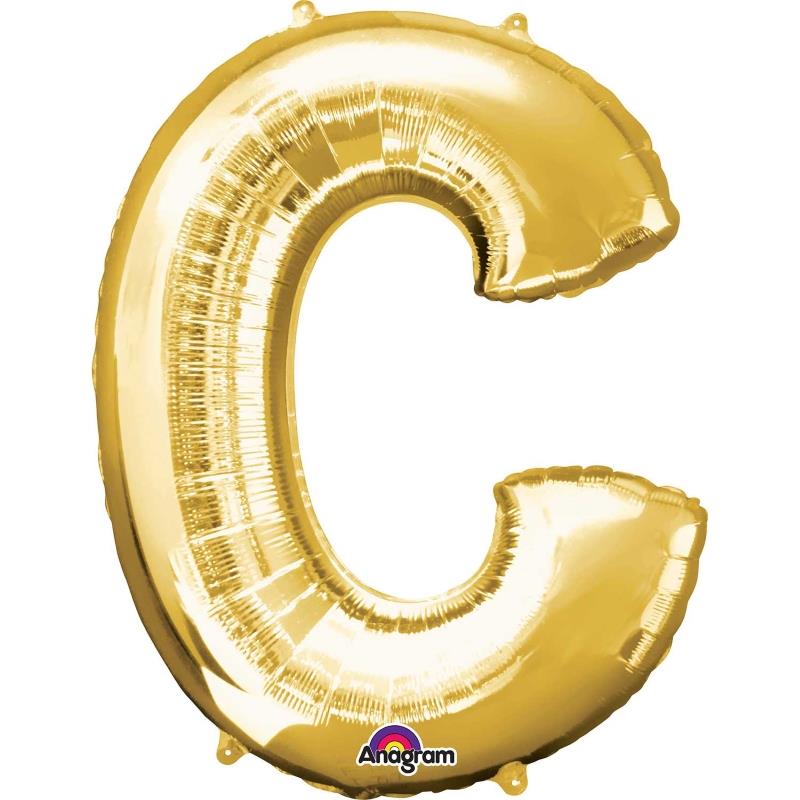 Letter C Foil Balloon: Gold 34 inch Anagram | Party Save Smile