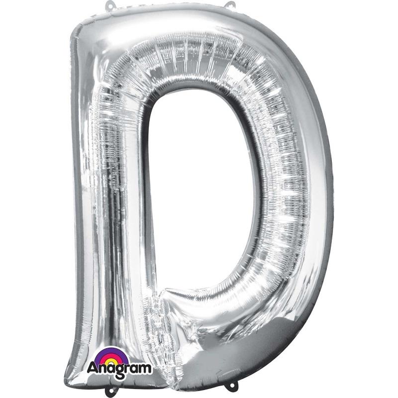 Letter D Balloon - Silver 34 inch Anagram | Party Save Smile
