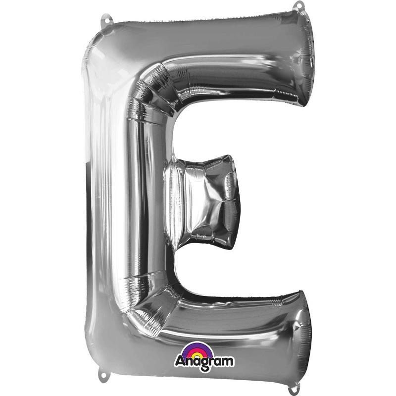 E Balloon Letter - Silver 34 inch Anagram | Party Save Smile