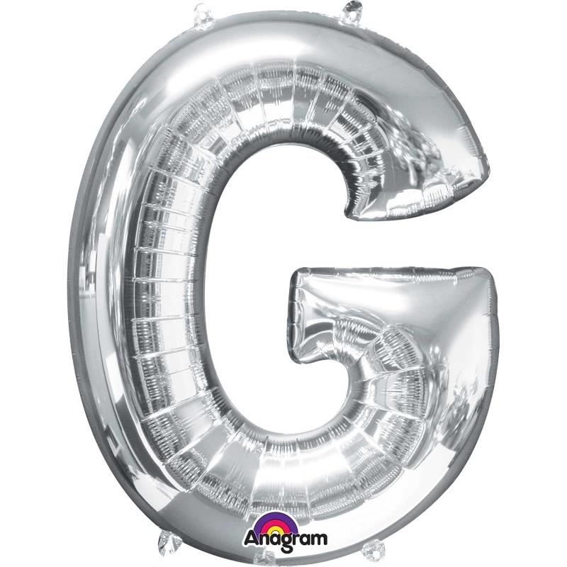 Silver Letter G Foil Balloon 34 inch Anagram | Party Save Smile