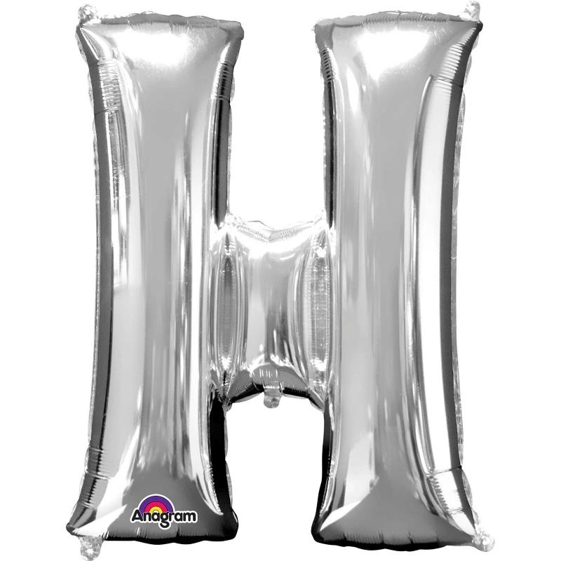 Silver Letter H Letter Foil Balloon 34 inches | Party Save Smile