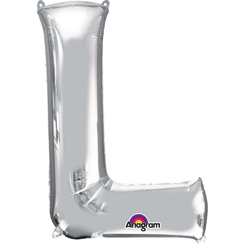 Silver Letter L Foil Balloon 34 inch Anagram | Party Save Smile