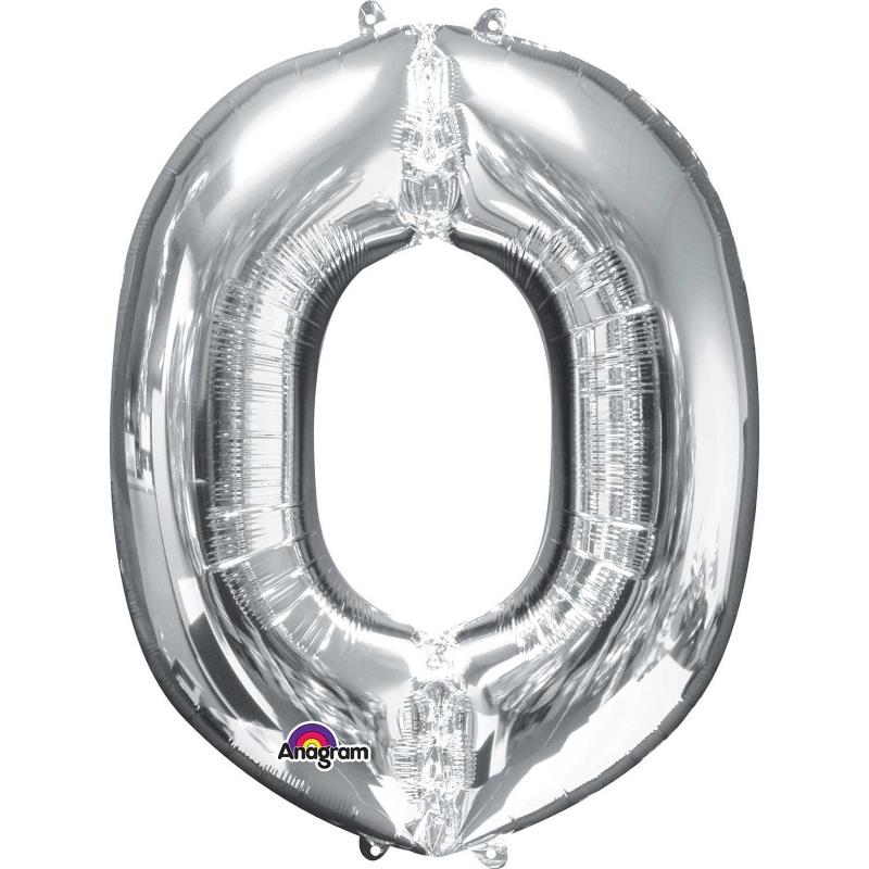 Letter O Balloon - Silver 34 inch Anagram | Party Save Smile