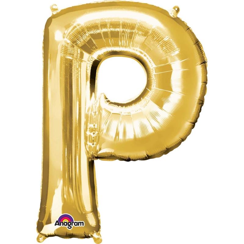 Letter P Foil Balloon: Gold 34 inch Anagram | Party Save Smile