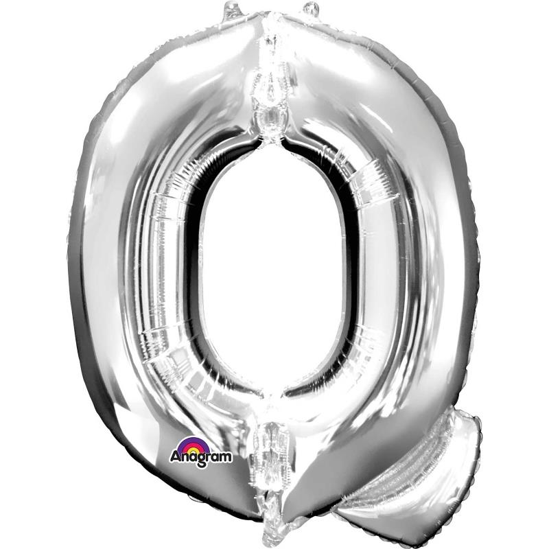 Silver Letter Q Foil Balloon 34 inch Anagram | Party Save Smile