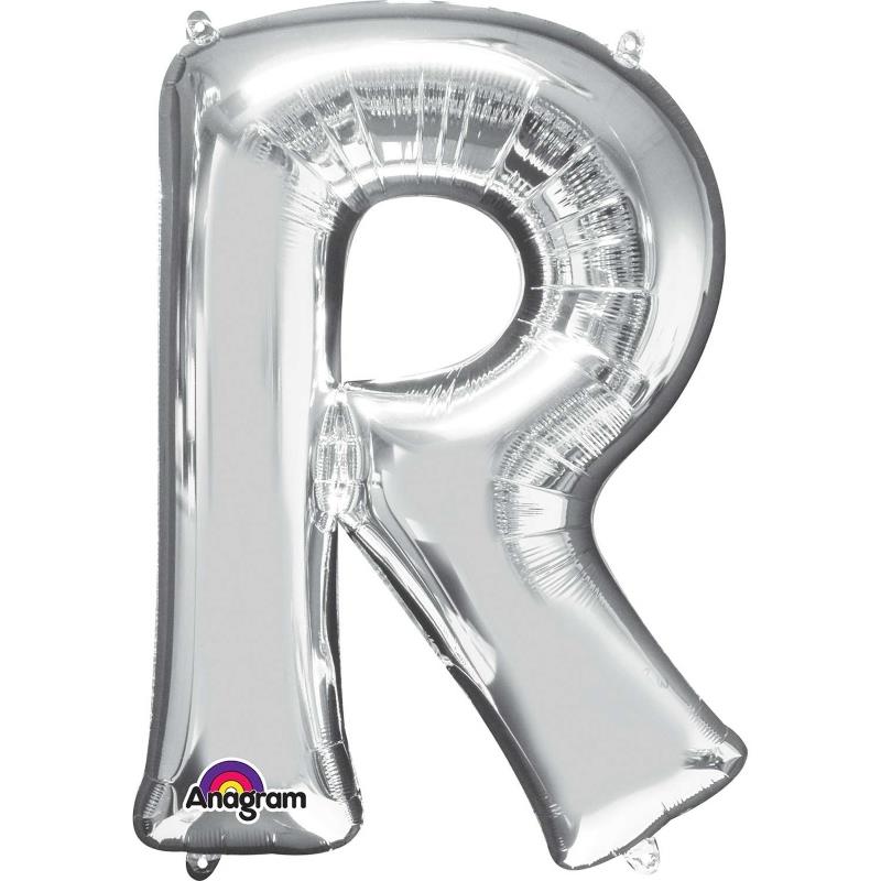 Silver Letter R Foil Balloon 34 inch Anagram | Party Save Smile