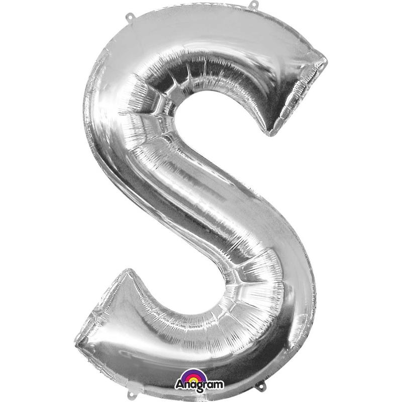Silver Letter S Foil Balloon 34 inch Anagram | Party Save Smile