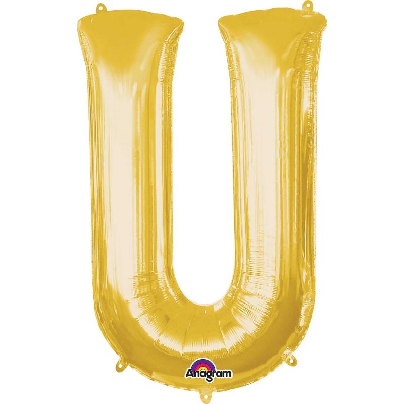 Letter U Foil Balloon - Gold 34 inch Anagram | Party Save Smile