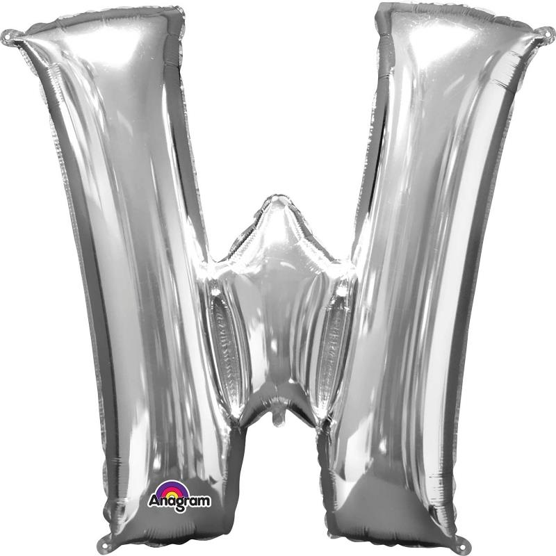 Silver Letter W Foil Balloon 34 inch Anagram | Party Save Smile