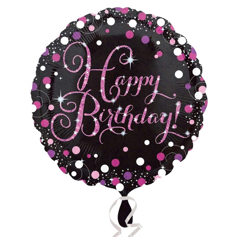 Pink Sparkling Happy Birthday Foil Balloon 18 Inch | Party Save Smile