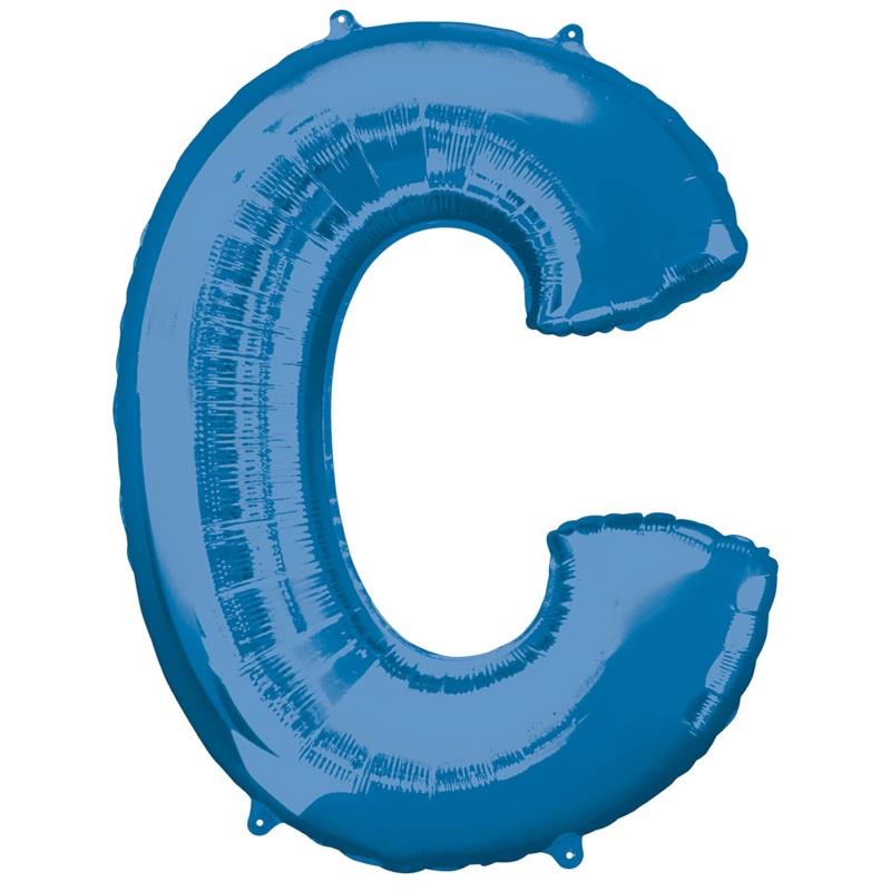Letter C Foil Balloon - Blue 34 inch | Party Save Smile