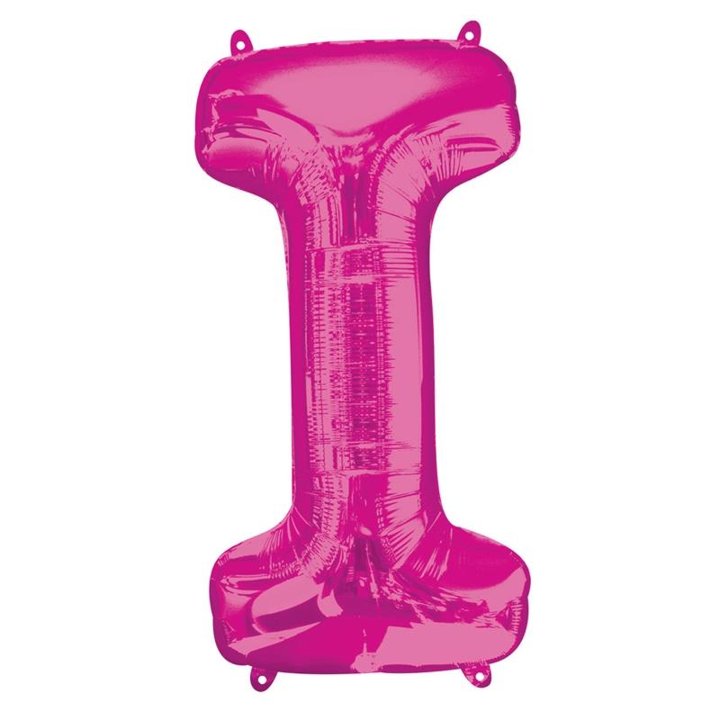 Letter I Foil Balloon - Pink 34 inch Anagram | Party Save Smile