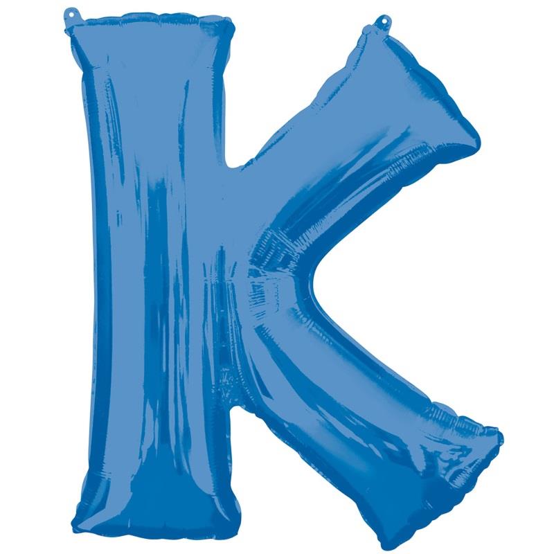 K Letter Foil Balloon - Blue 34 inch Anagram | Party Save Smile