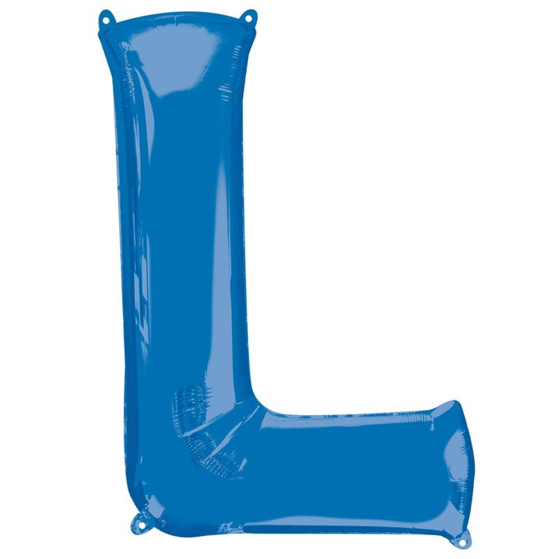 Letter L Foil Balloon - Blue 34 inch | Party Save Smile