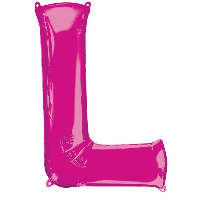 L Letter Foil Balloon - Pink 34 inch | Party Save Smile