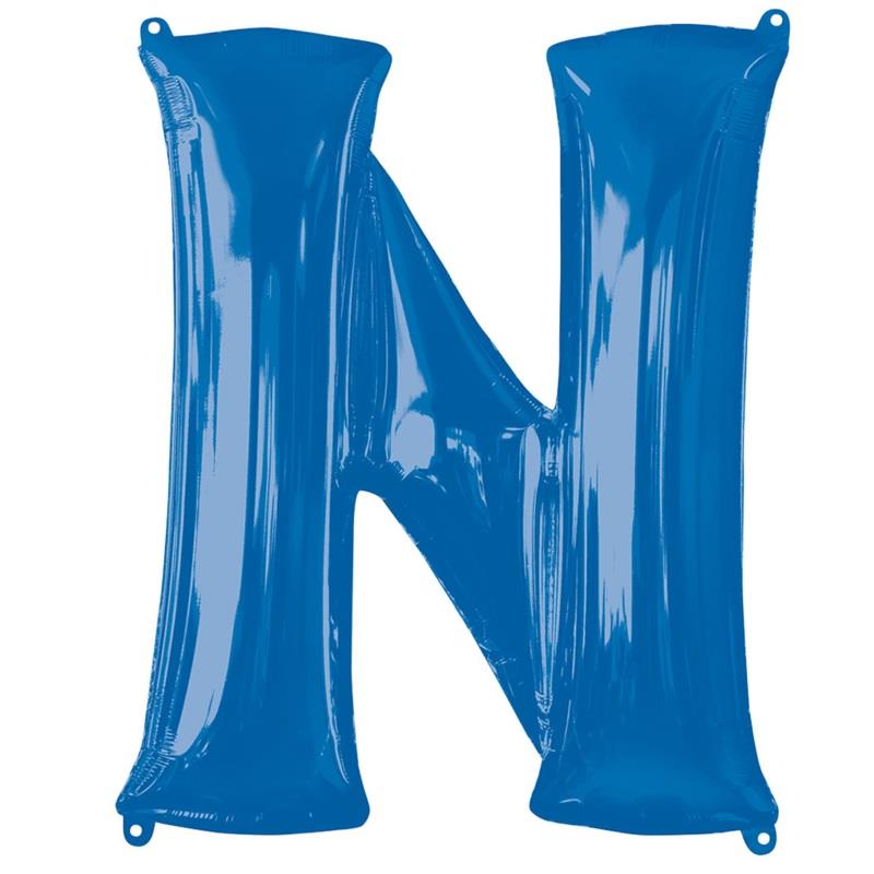 Letter N Foil Balloon - Blue 34 inch Anagram | Party Save Smile