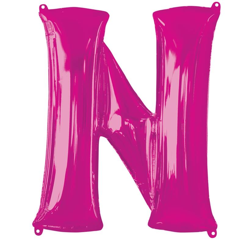 Letter N Foil Balloon - Pink 34 inch Anagram | Party Save Smile