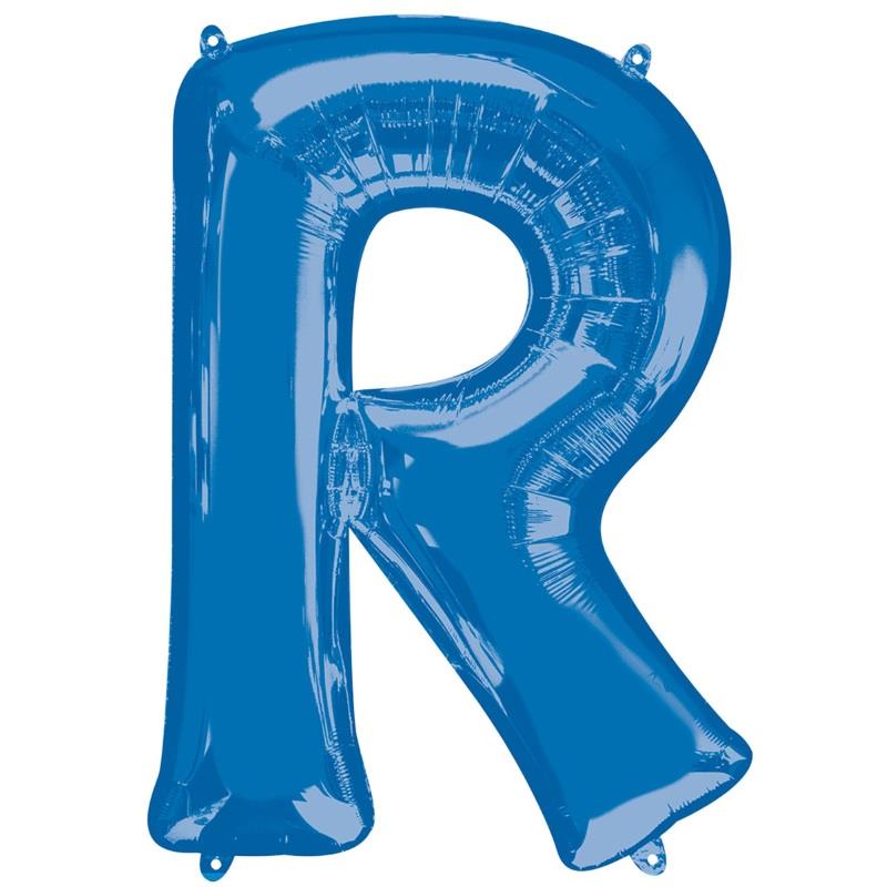 R Balloon Letter - Blue 34 inch Letter Shaped Balloons | Party Save Smile