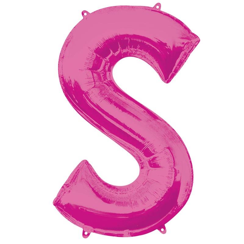 Pink Letter S Foil Balloon Anagram 34 Inches | Party Save Smile