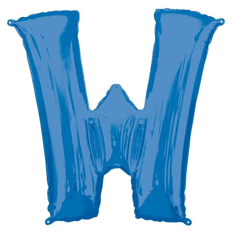 Letter W Foil Balloon - Blue 34 inch Anagram | Party Save Smile