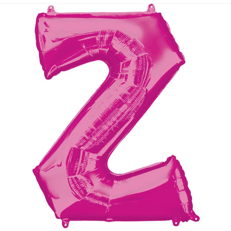 Letter Z Foil Balloon - Pink 34 inch | Party Save Smile