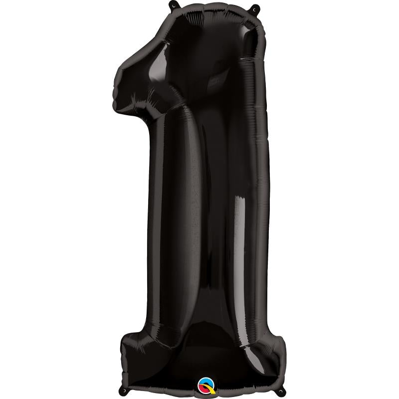 Number 1 Helium Balloon - Black Qualatex 34 inch | Party Save Smile