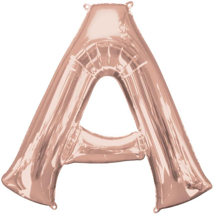 Rose Gold Letter A Foil Balloon Air Fill 16 Inch Anagram | Party Save Smile