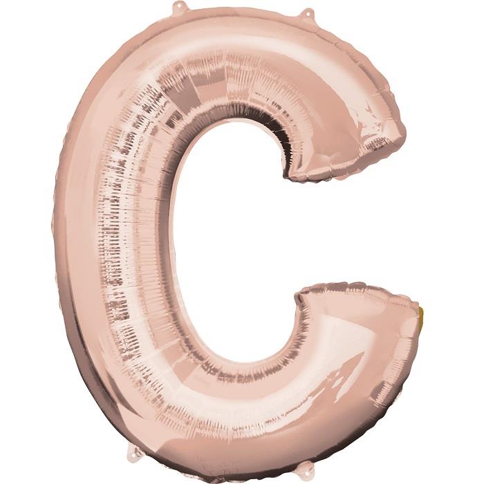 Rose Gold Letter C Foil Balloon Air Fill 16 Inch Anagram | Party Save Smile