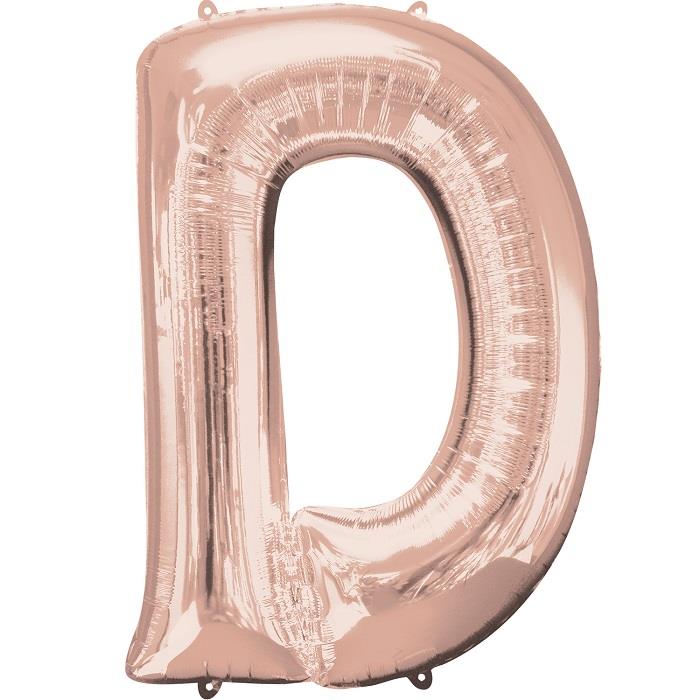 Rose Gold Letter D Foil Balloon Air Fill 16 Inch Anagram | Party Save Smile