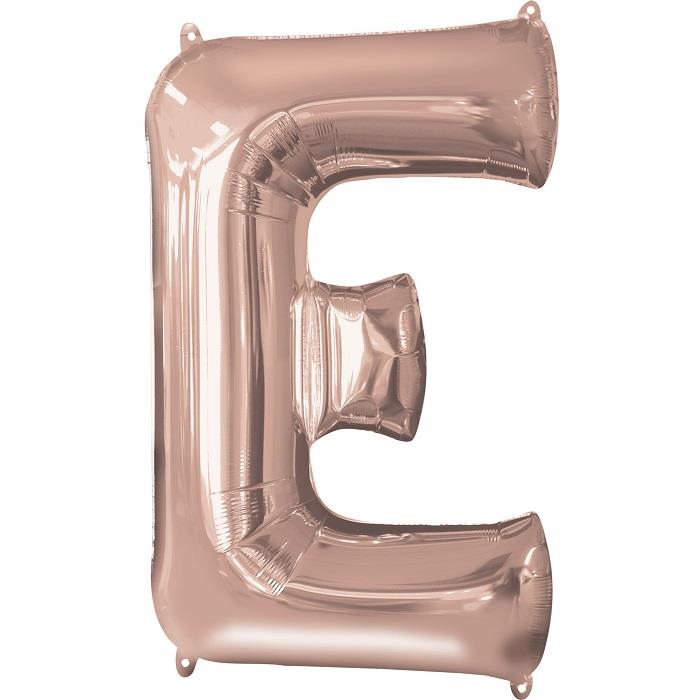 Rose Gold Letter E Foil Balloon Air Fill 16 Inch Anagram | Party Save Smile