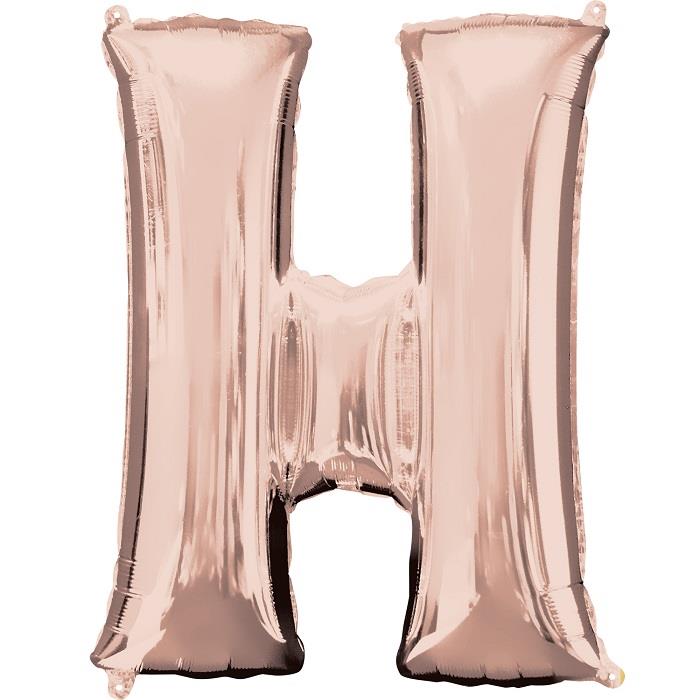 Rose Gold Letter H Foil Balloon Air Fill 16 Inch Anagram | Party Save Smile