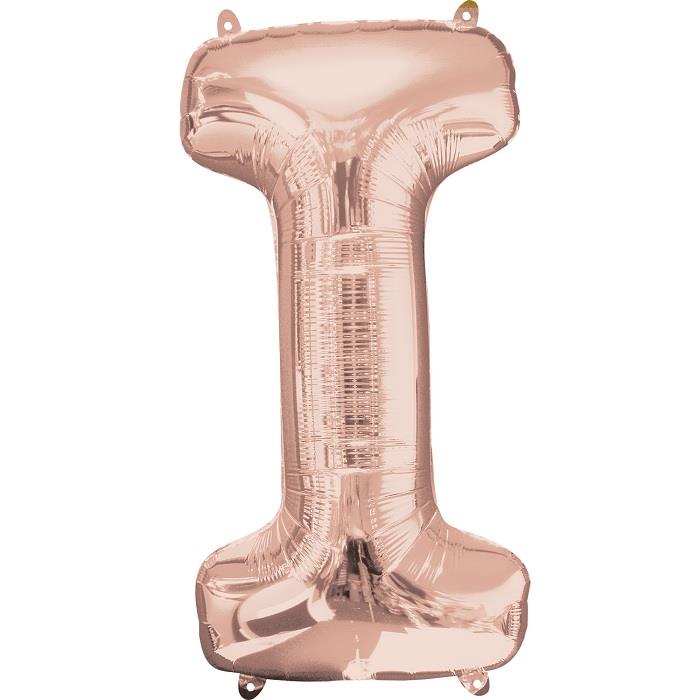 Rose Gold Letter I Foil Balloon Air Fill 16 Inch Anagram | Party Save Smile