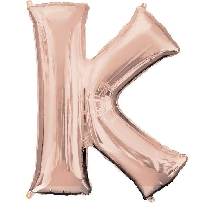 Rose Gold Letter K Foil Balloon Air Fill 16 Inch Anagram | Party Save Smile