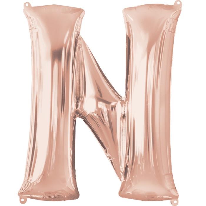Rose Gold Letter N Foil Balloon Air Fill 16 Inch Anagram | Party Save Smile