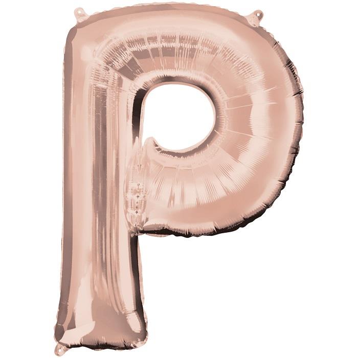 Rose Gold Letter P Foil Balloon Air Fill 16 Inch Anagram | Party Save Smile