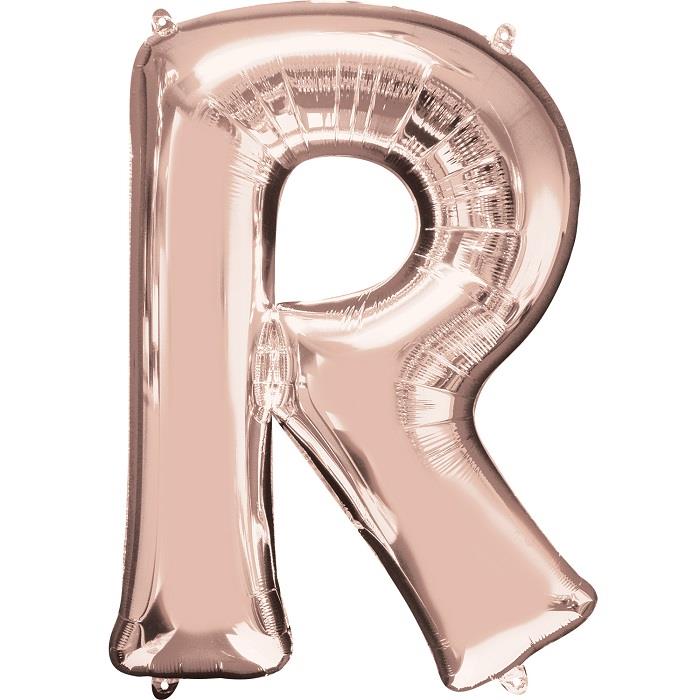 Rose Gold Letter R Foil Balloon Air Fill 16 Inch Anagram | Party Save Smile