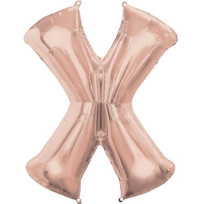 Rose Gold Letter X Foil Balloon Air Fill 16 Inch Anagram | Party Save Smile