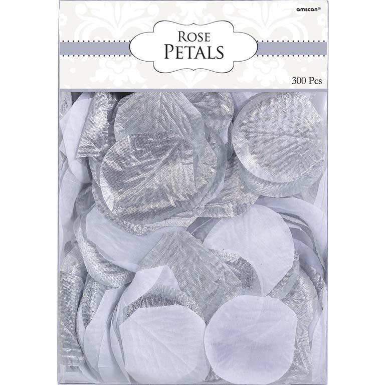 Silver and White Fabric Rose Petals: Wedding Decoration | Party Save Smile