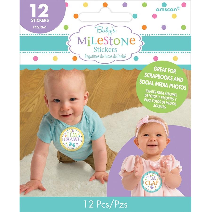 Baby First Year Milestone Stickers 12 Stickers | Party Save Smile