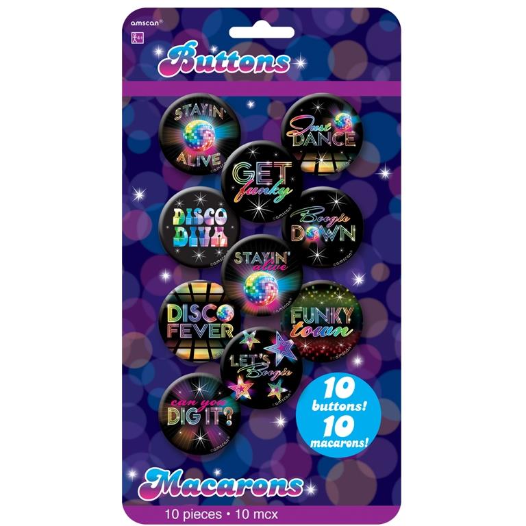 1970’s Disco Party Buttons Badges Party Favours | Party Save Smile